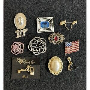 Jewelry Lot Pins And Brooches 10 Pcs Park Lane Avon Sara Coventry More J-324